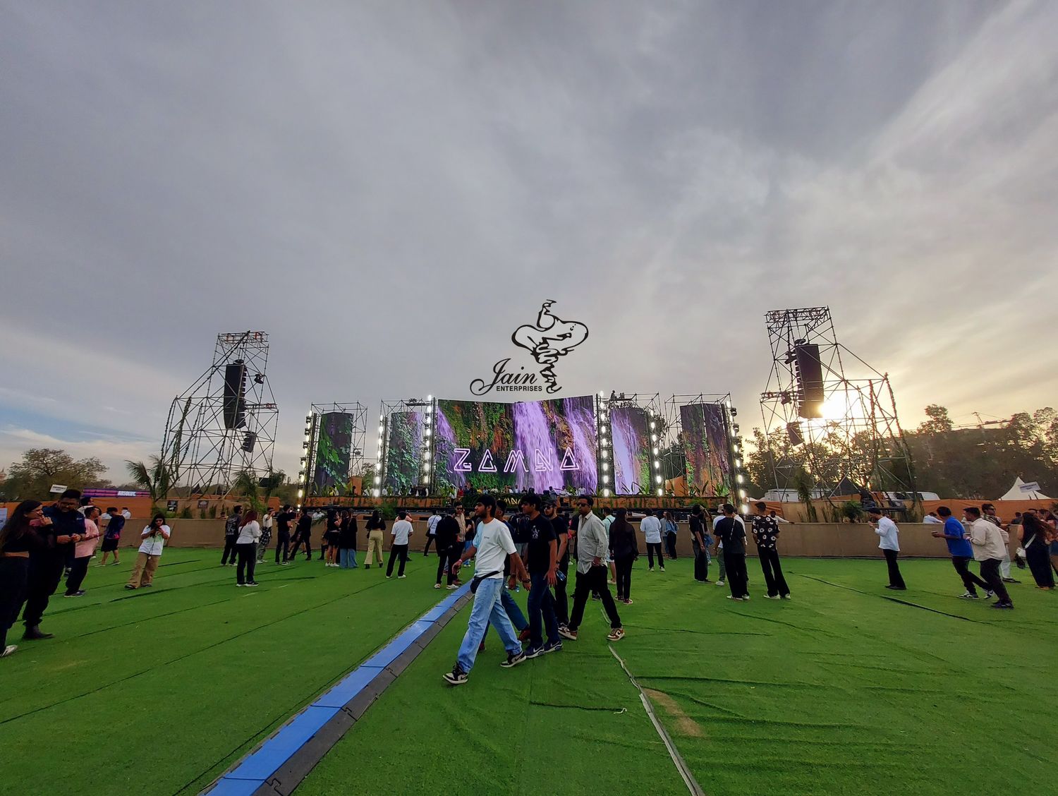 Daytime festival main-stage build inside a stadium for ZAMNA India